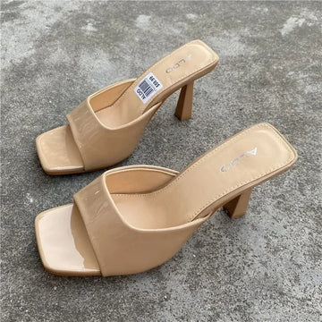 Xajzpa New Women Shoes European and American Fashion Square Head Thin High Heel Sexy Slippers Women Zapatos De Mujer